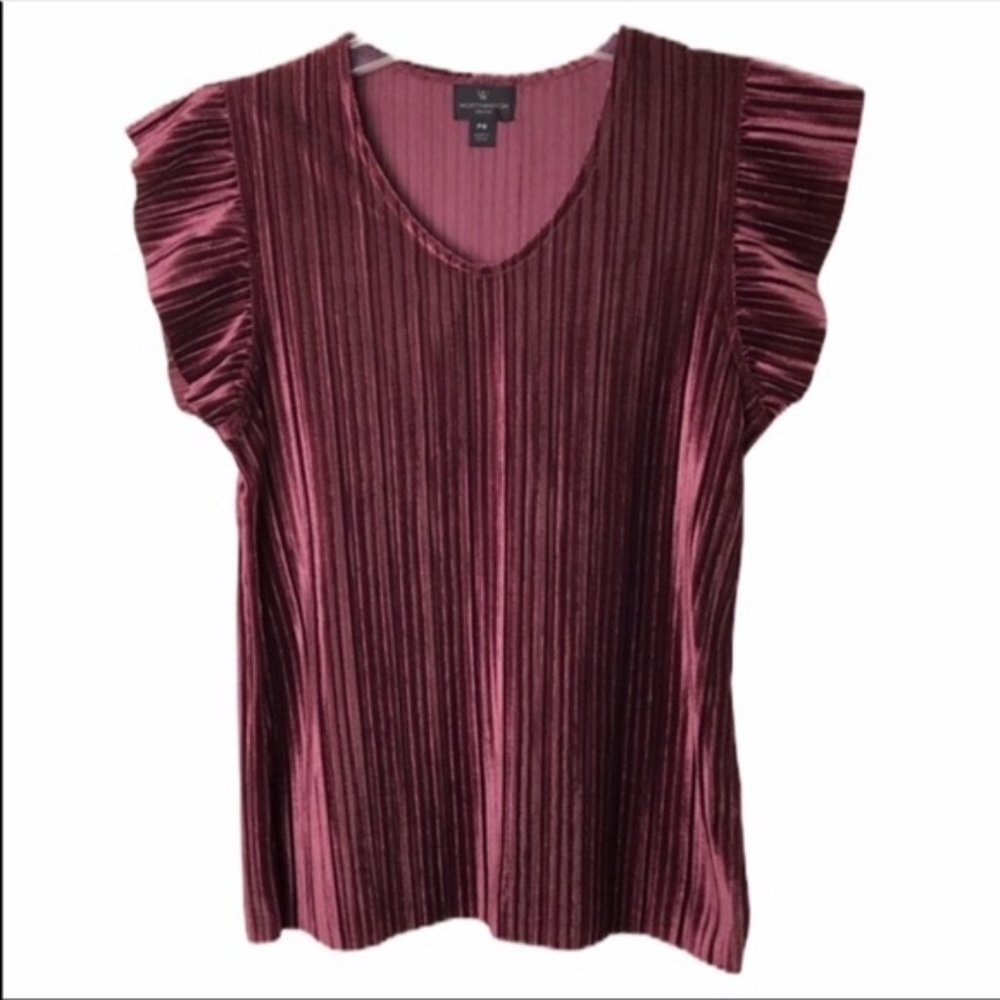 Worthington Pleated Velvet Top Size PL